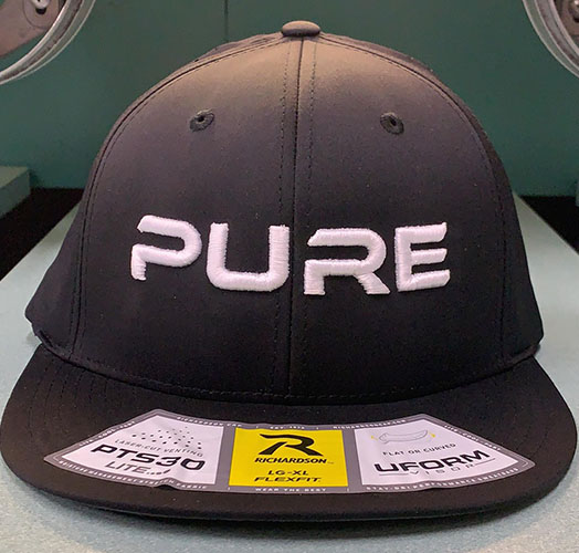 PURE Sports Richardson Solid Black Hat with White Lettering